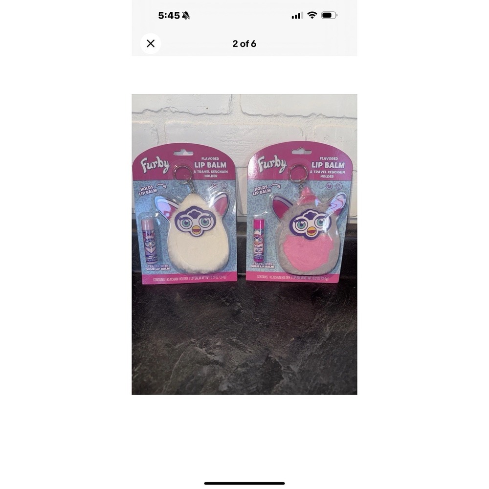 2 -2025 FURBY Plush Furry Stuffed Animal Key Chain Lip Balm Holders